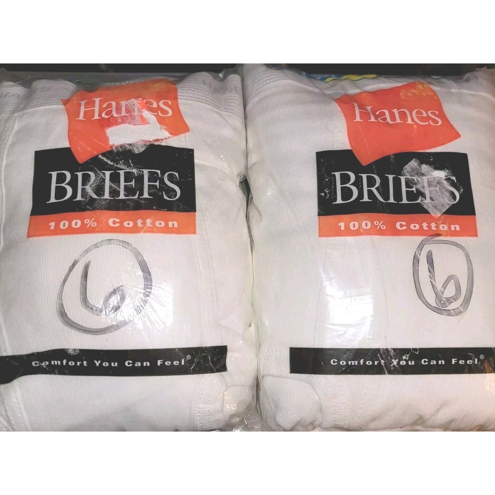 12 Pair VINTAGE Hanes 2002 Mens Briefs SZ 40 WHITE whitey Tighties Classic Retro
